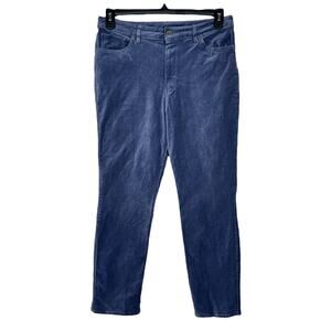 Soft Surroundings SZ 10 Straight Velvet Pants Stretch Hi-Rise Pockets Zip-Fly